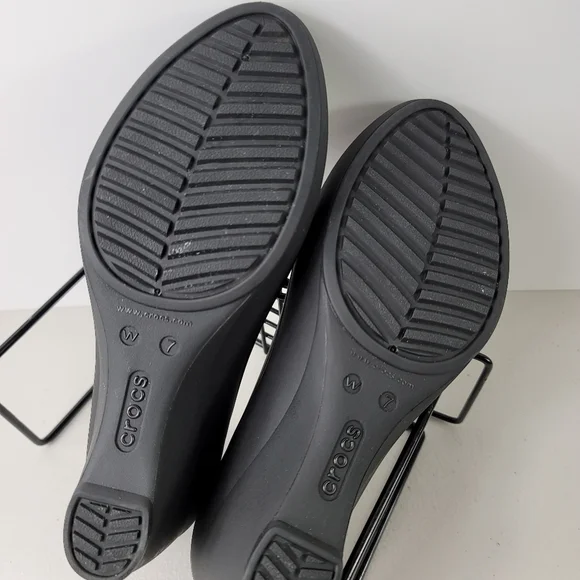 Crocs Woman's Wedges Shoes gray pink Sz 7 - Picture 4 of 11